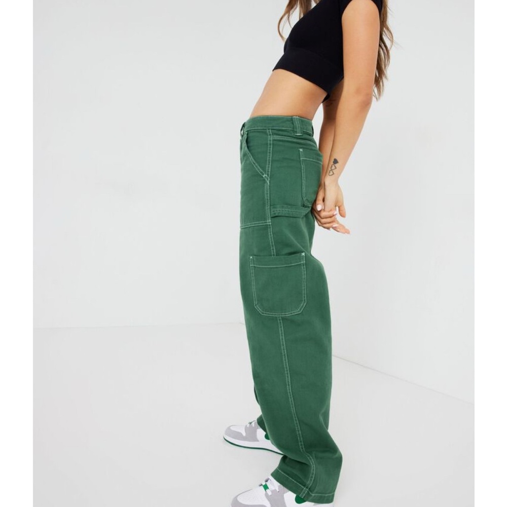 Garage‎ Dani Carpenter Pants Forest Green Cotton Cargo juniors sz 3 relaxed fit - Picture 2 of 12